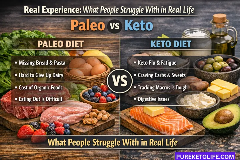 what people struggle with in real life paleo vs keto