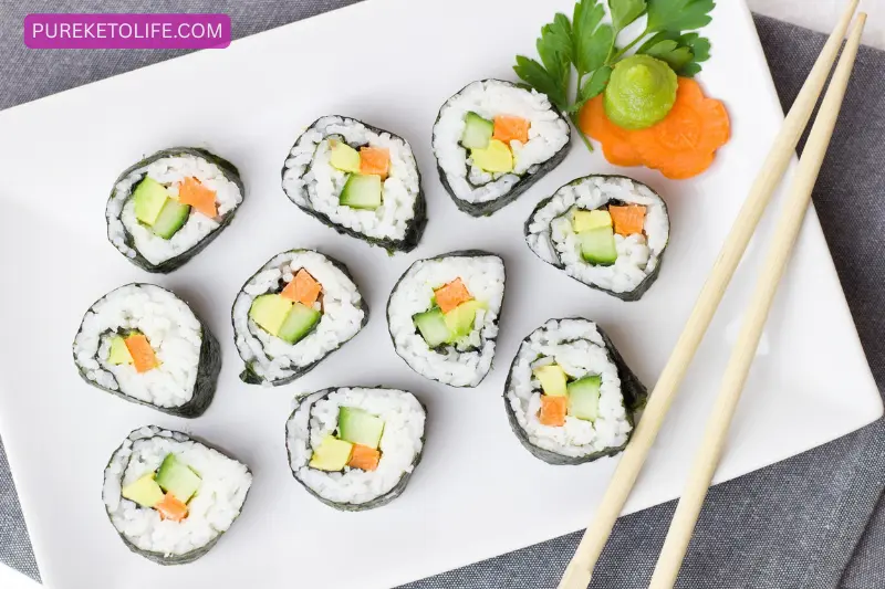 3. replace rice with cucumber or seaweed wraps