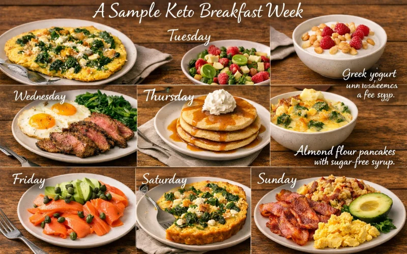 a sample keto breakfast week