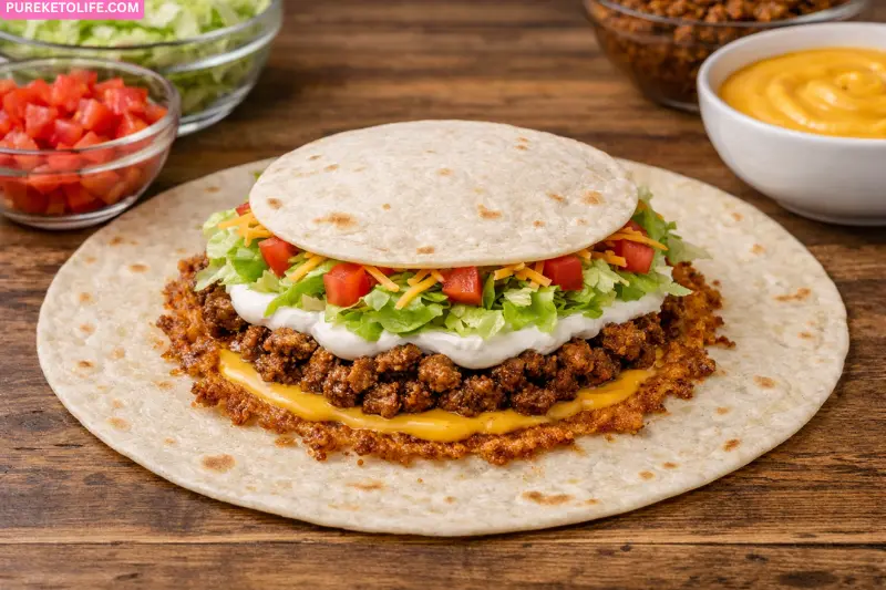 assemble the keto crunchwrap supreme