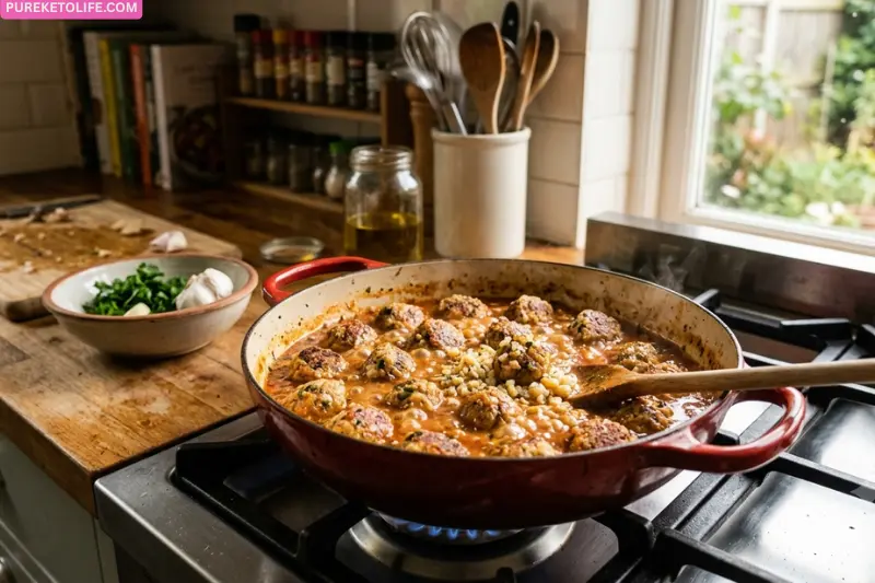 simmer the meatballs