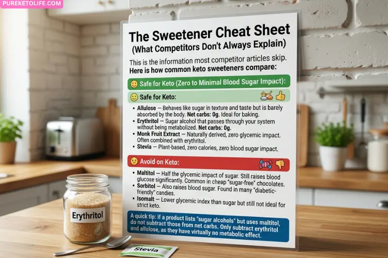 the sweetener cheat sheet