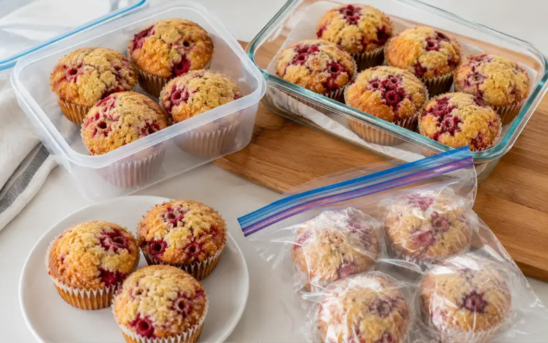 how to store and freeze keto raspberry muffins